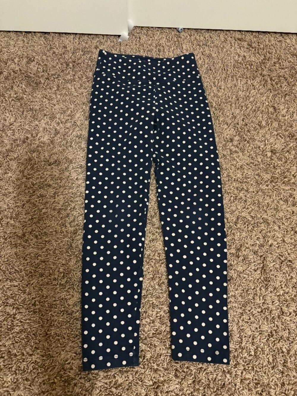 J. Crew Factory Navy Blue Polka Dot Leggings XXS Xtra Xtra Small Stretch Casual - Picture 1 of 3